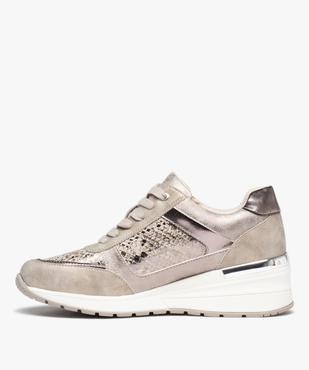 Baskets femme compensées imitation croco à zip vue3 - GEMO (SPORTSWR) - GEMO