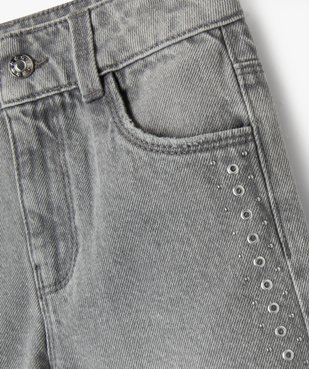 Jean wide leg à clous argentés et taille ajustable fille vue3 - GEMO (ENFANT) - GEMO