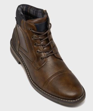 Boots multimatières à lacets et zip homme vue5 - MARIO BALDANO - GEMO