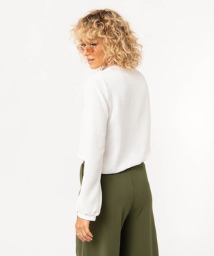 Blouse unie avec col rond boutonné femme vue3 - GEMO(FEMME PAP) - GEMO