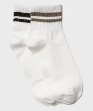 Socquettes avec liserés pailletés sur la tige femme (lot de 2) vue1 - GEMO(HOMWR FEM) - GEMO