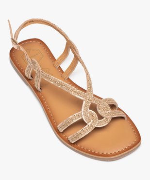 Sandales femme à talon plat et brides en cuir – Taneo vue5 - TANEO - GEMO