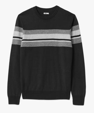 Pull en maille fine à bandes texturées homme vue4 - GEMO (HOMME) - GEMO