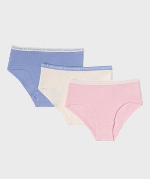 Shorty en maille côtelée en coton stretch fille (lot de 3) vue1 - GEMO 4G FILLE - GEMO