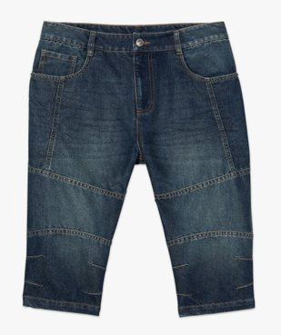 Pantacourt homme en jean avec surpiqûres vue4 - GEMO (HOMME) - GEMO