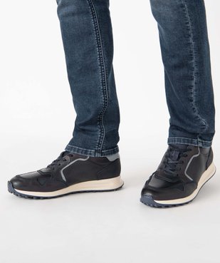 Baskets homme casual dessus cuir uni - Tanéo vue1 - TANEO - GEMO