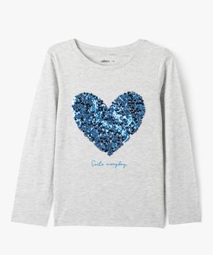 Tee-shirt manches longues avec motif sequins  fille vue1 - GEMO (ENFANT) - GEMO