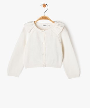 Gilet en coton avec volants sur le col bébé fille vue1 - GEMO(BEBE DEBT) - GEMO