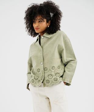 Veste en jean colorée et ajourée femme vue1 - GEMO(FEMME PAP) - GEMO