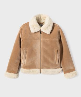 Veste aviateur en velours et fourrure imitation fille vue2 - GEMO (ENFANT) - GEMO