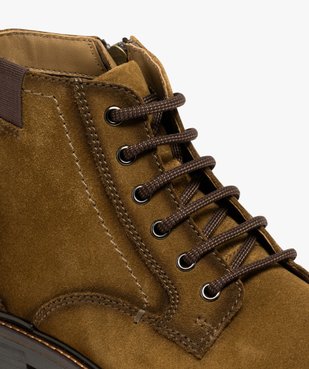 Boots homme dessus en cuir suédé bout amande à lacets et à zip vue7 - MARIO BALDANO - GEMO