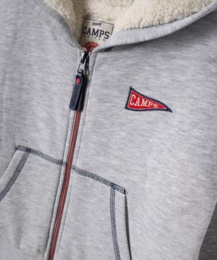 Sweat zippé à capuche avec doublure sherpa garçon - Camps United vue2 - CAMPS - GEMO