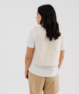Veste sans manches brodée porté ouvert femme vue4 - GEMO 4G FEMME - GEMO