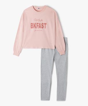 Pyjama fille bicolore avec inscription sur le buste vue1 - GEMO (JUNIOR) - GEMO