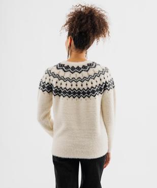 Pull col rond jacquard femme vue3 - GEMO(FEMME PAP) - GEMO