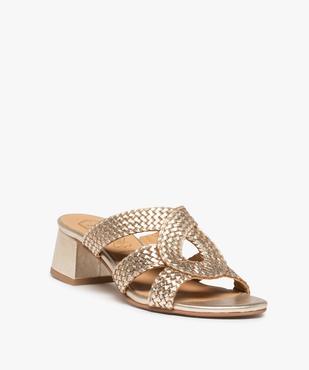 Mules femme à talon dessus cuir tressé – Taneo vue2 - TANEO - GEMO