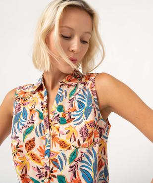 Chemise sans manches imprimée avec nœud dans le bas femme vue2 - GEMO 4G FEMME - GEMO