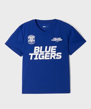 Tee-shirt manches courtes col V en maille sport garçon vue1 - GEMO (ENFANT) - GEMO