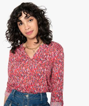 Tee-shirt femme avec manches ¾ avec smocks sur les épaules vue2 - GEMO 4G FEMME - GEMO