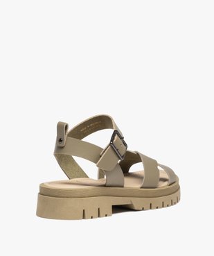 Sandales femme unies en cuir à épaisse semelle crantée vue4 - GEMO (CASUAL) - GEMO