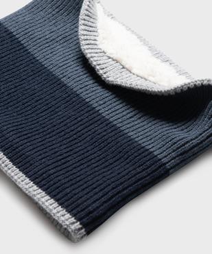 Tour de cou tricolore en maille doublé sherpa garçon vue2 - GEMO (ENFANT) - GEMO