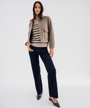 Veste courte aspect drap de laine femme vue1 - GEMO(FEMME PAP) - GEMO