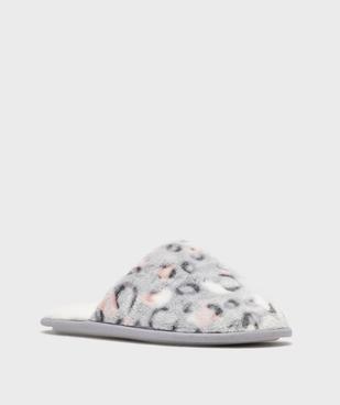 Chaussons mules en velours imprimé femme vue2 - GEMO 4G FEMME - GEMO