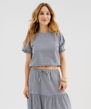 Blouse manches courtes à motif vichy femme vue1 - GEMO(FEMME PAP) - GEMO