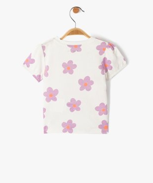 Tee-shirt bébé fille fleuri à manches courtes ballon vue3 - GEMO(BEBE DEBT) - GEMO