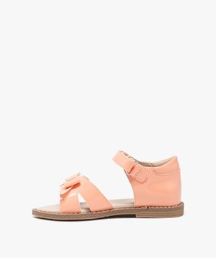 Sandales filles unies avec brides vernies scratch et noeud fantaisie vue4 - GEMO (ENFANT) - GEMO