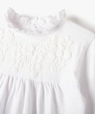 Tee-shirt fille à manches longues, plastron et col montant vue2 - GEMO (ENFANT) - GEMO