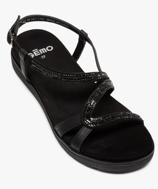 Sandales femme à talon plat et brides strass unies vue5 - GEMO (CASUAL) - GEMO