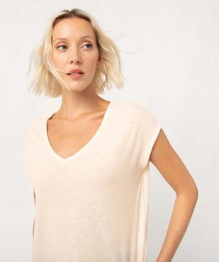 Tee-shirt femme à col V et manches ultra courtes vue2 - GEMO 4G FEMME - GEMO