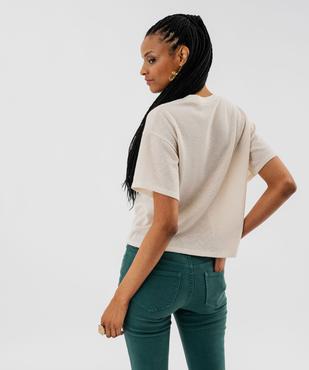 Tee-shirt manches courtes en maille à col fantaisie femme vue3 - GEMO(FEMME PAP) - GEMO