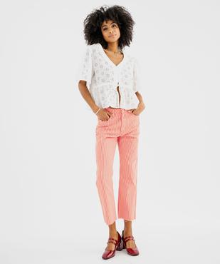 Jean taille haute cropped straight fit rayé femme vue4 - GEMO 4G FEMME - GEMO