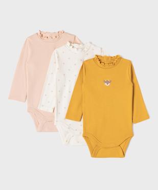 Body manches longues à col montant roulotté bébé (lot de 3) vue1 - GEMO 4G BEBE - GEMO