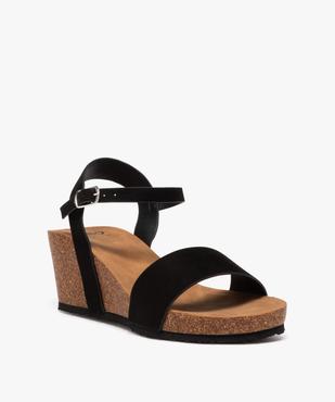Sandales femme à talon compensé avec brides unies vue3 - GEMO(URBAIN) - GEMO