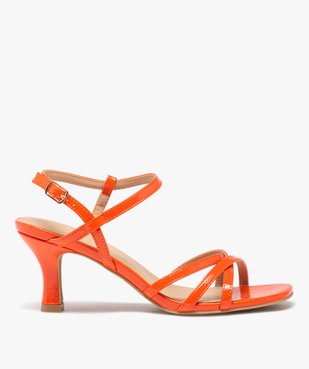 Sandales femme à talon fin avec brides vernies et unies vue1 - GEMO(URBAIN) - GEMO