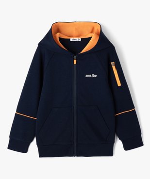 Sweat à capuche zippé en maille fine  garçon vue1 - GEMO (ENFANT) - GEMO