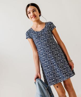 Robe manches courtes en maille fleurie à décolleté fantaisie fille vue8 - GEMO 4G FILLE - GEMO