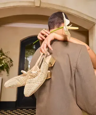 Escarpins slingback à talon plat et tige ajourée femme vue1 - FOLLOW ME - GEMO