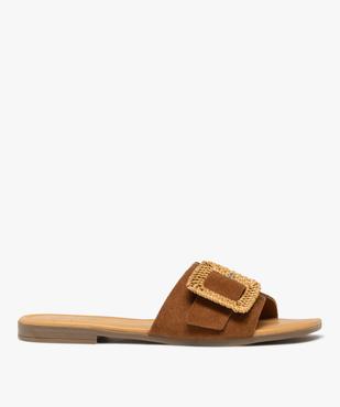 Mules en cuir à talon plat et boucle fantaisie femme - Tanéo vue2 - TANEO - GEMO