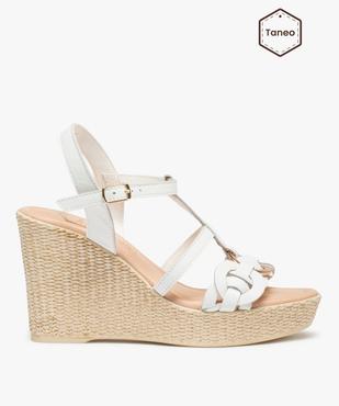 Sandales femme à talon dessus cuir style marin - Tanéo vue1 - TANEO - GEMO
