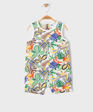 Combishort en coton imprimé bébé garçon vue1 - GEMO 4G BEBE - GEMO