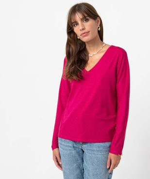 Tee-shirt femme à manches longues en maille scintillante vue2 - GEMO(FEMME PAP) - GEMO