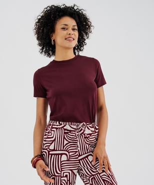 Tee-shirt manches courtes et col rond en coton résistant femme vue1 - GEMO(FEMME PAP) - GEMO