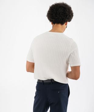 Tee-shirt manches courtes en maille côtelée homme vue3 - GEMO 4G HOMME - GEMO