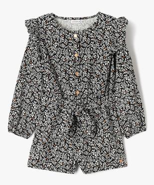 Combishort en velours à motifs fleuris fille - LuluCastagnette vue2 - LULUCASTAGNETTE - GEMO