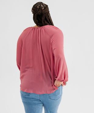Blouse fluide unie avec volants femme grande taille vue3 - GEMO 4G GT - GEMO