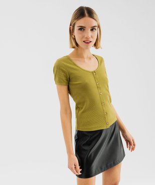 Tee-shirt à manches courtes et grand col rond femme vue1 - GEMO(FEMME PAP) - GEMO